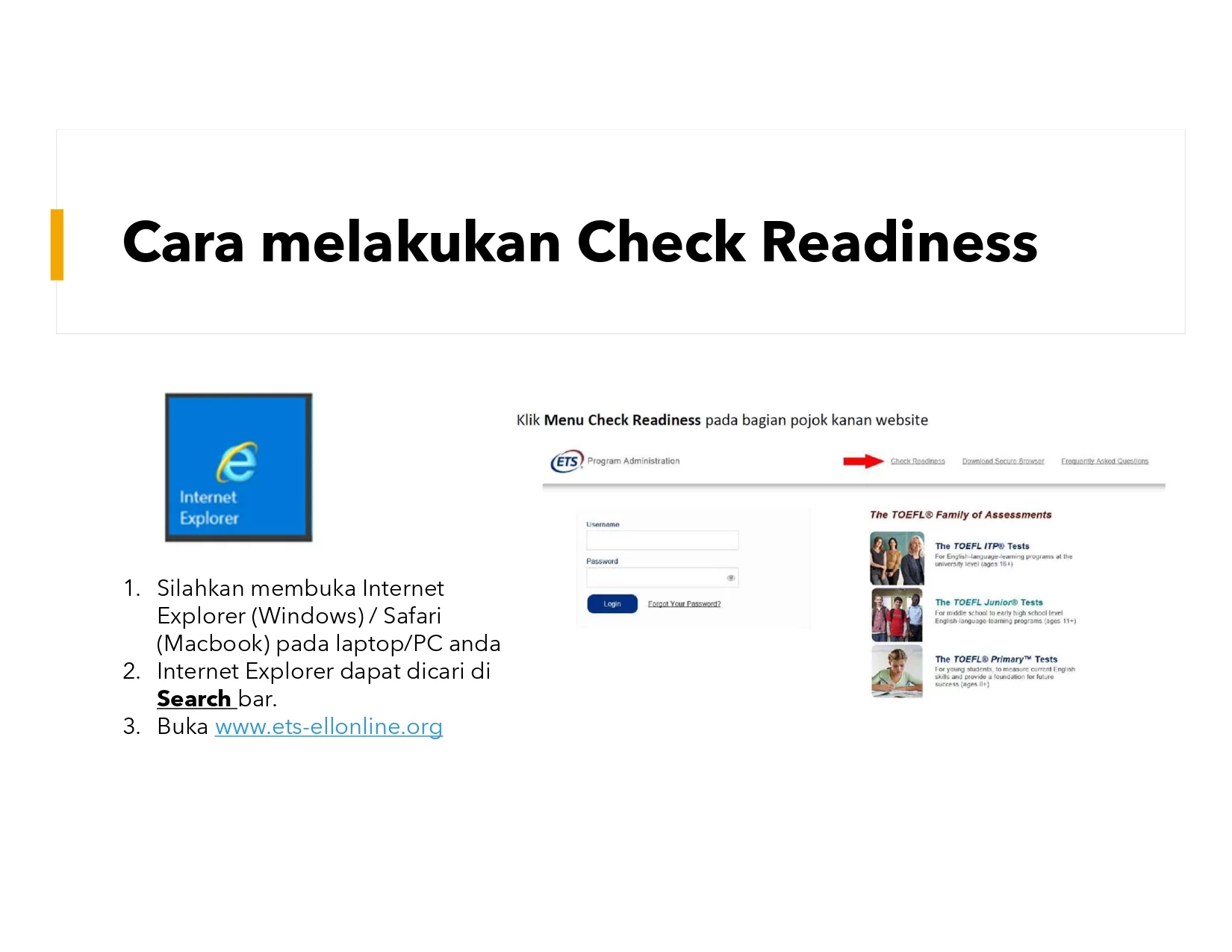 Check Readiness TOEFL ITP Check Readiness TOEFL ITP - Webster English Course