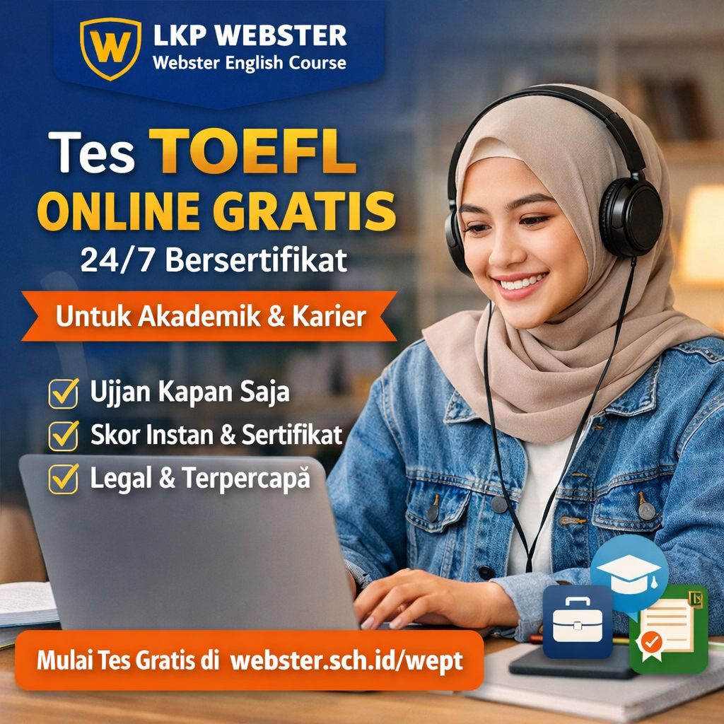 Tes TOEFL Online Gratis 24 Jam untuk Akademik dan Karier Tes TOEFL Online Gratis 24 Jam untuk Akademik dan Karier - Webster English Course