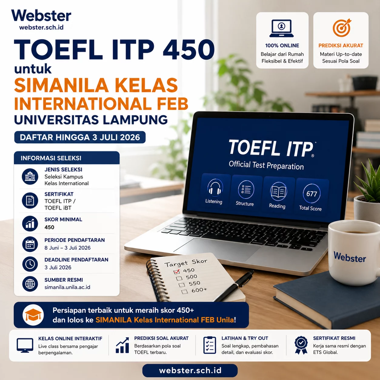 TOEFL ITP 450 Unila Kelas Internasional FEB TOEFL ITP 450 Unila Kelas Internasional FEB - Webster English Course