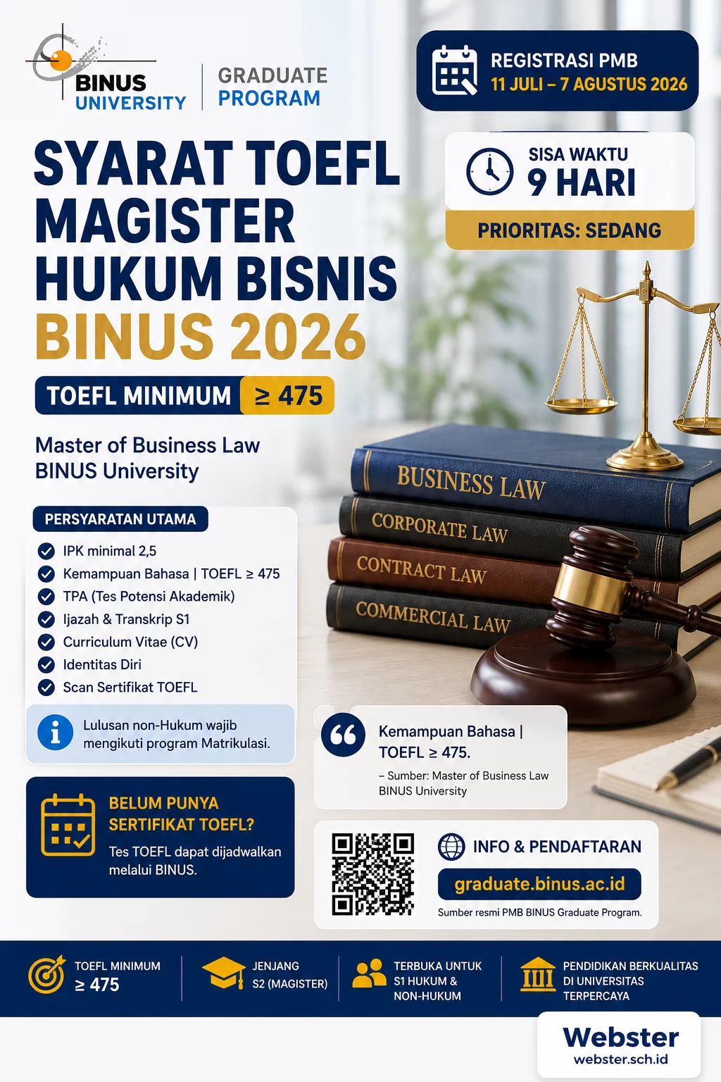 Syarat TOEFL Magister Hukum Bisnis BINUS 2026 Lengkap Syarat TOEFL Magister Hukum Bisnis BINUS 2026 Lengkap - Webster English Course