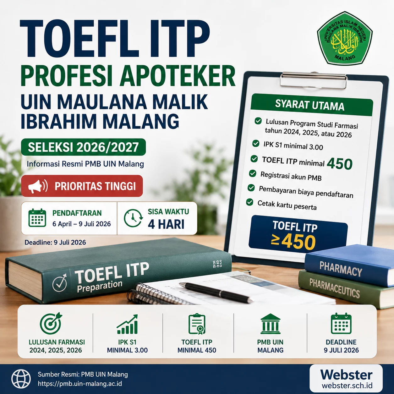 TOEFL ITP Profesi Apoteker UIN Malang 2026 TOEFL ITP Profesi Apoteker UIN Malang 2026 - Webster English Course