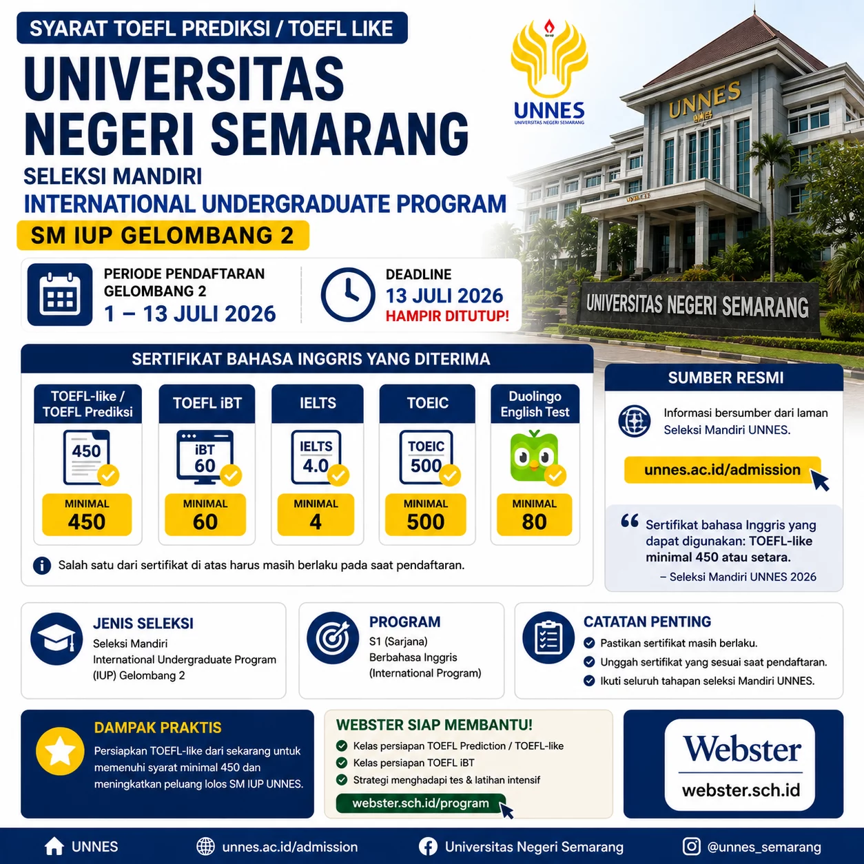 TOEFL-like 450 IUP UNNES Gelombang 2 2026 TOEFL-like 450 IUP UNNES Gelombang 2 2026 - Webster English Course