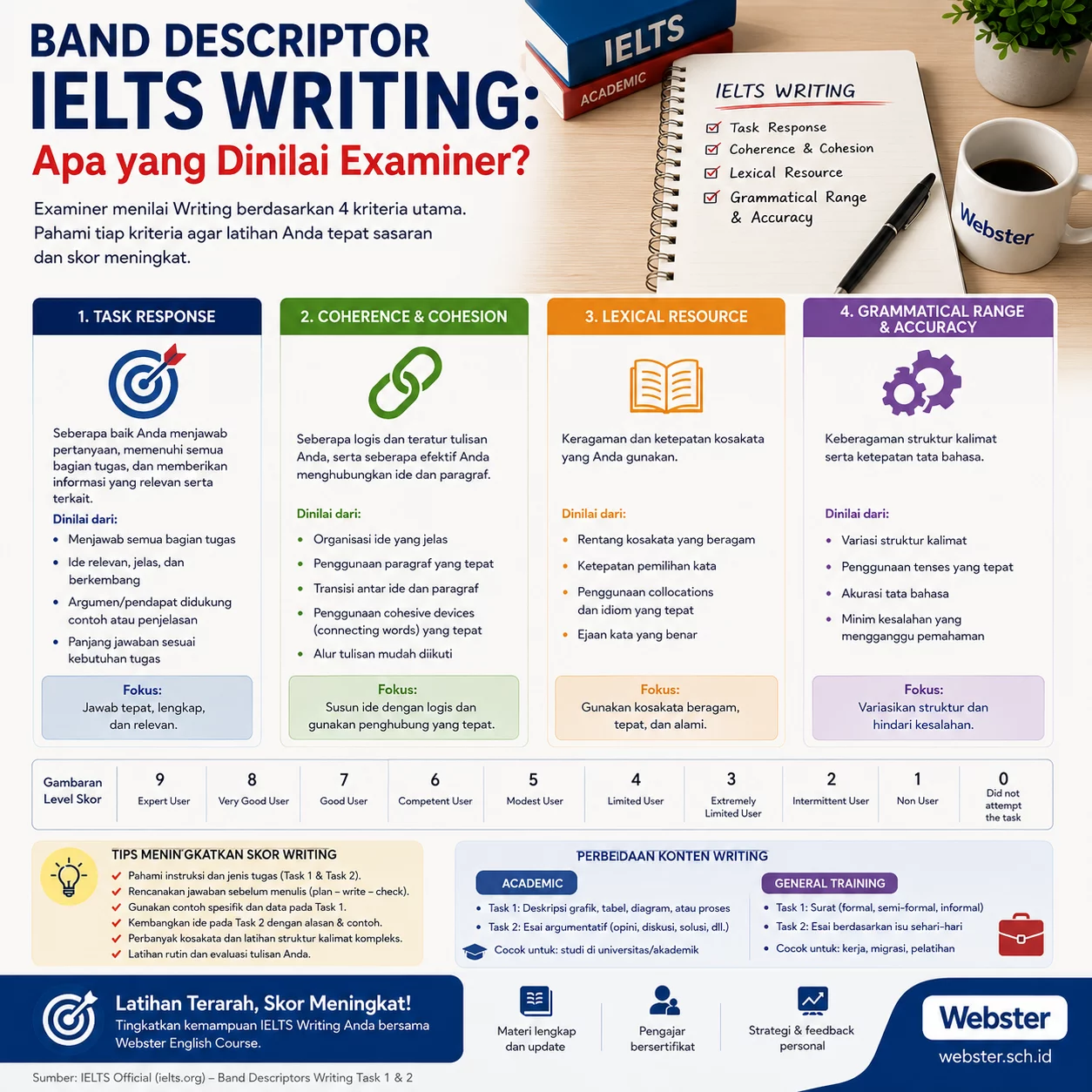 Band Descriptor IELTS Writing yang Dinilai Band Descriptor IELTS Writing yang Dinilai - Webster English Course
