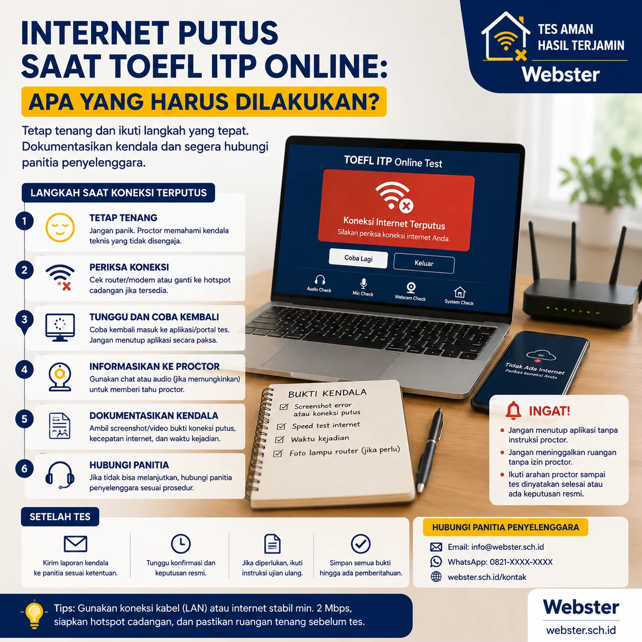 Internet Putus Saat TOEFL ITP Online Panduan Darurat Internet Putus Saat TOEFL ITP Online Panduan Darurat - Webster English Course