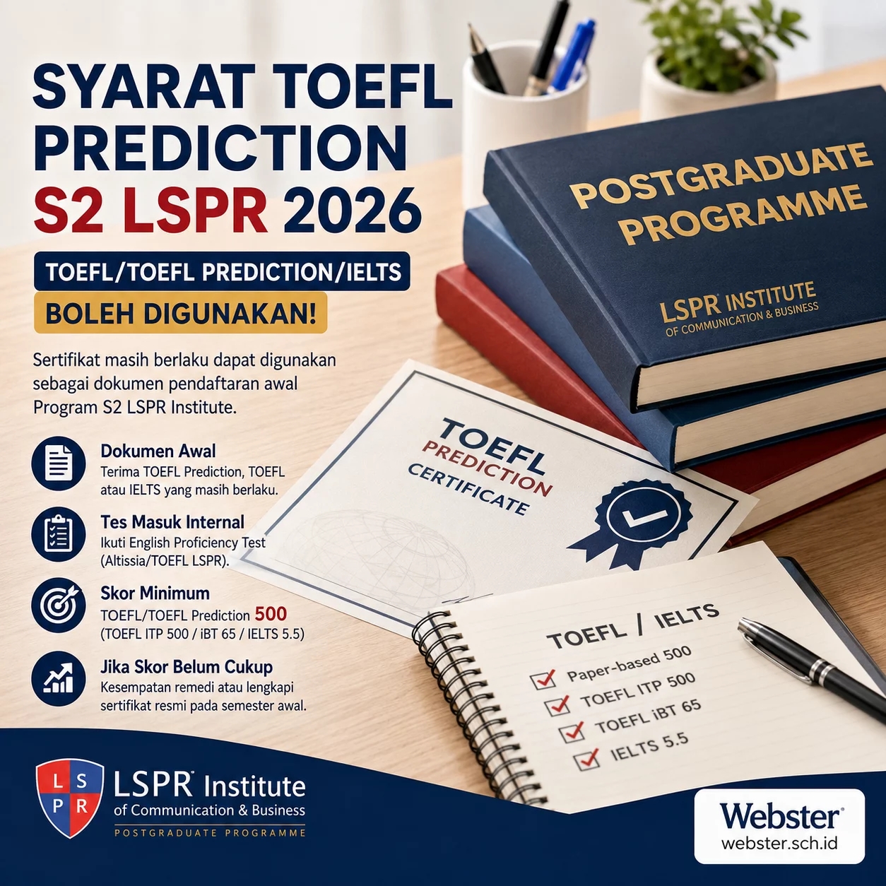 Syarat TOEFL Prediction S2 LSPR 2026 Terbaru Syarat TOEFL Prediction S2 LSPR 2026 Terbaru - Webster English Course
