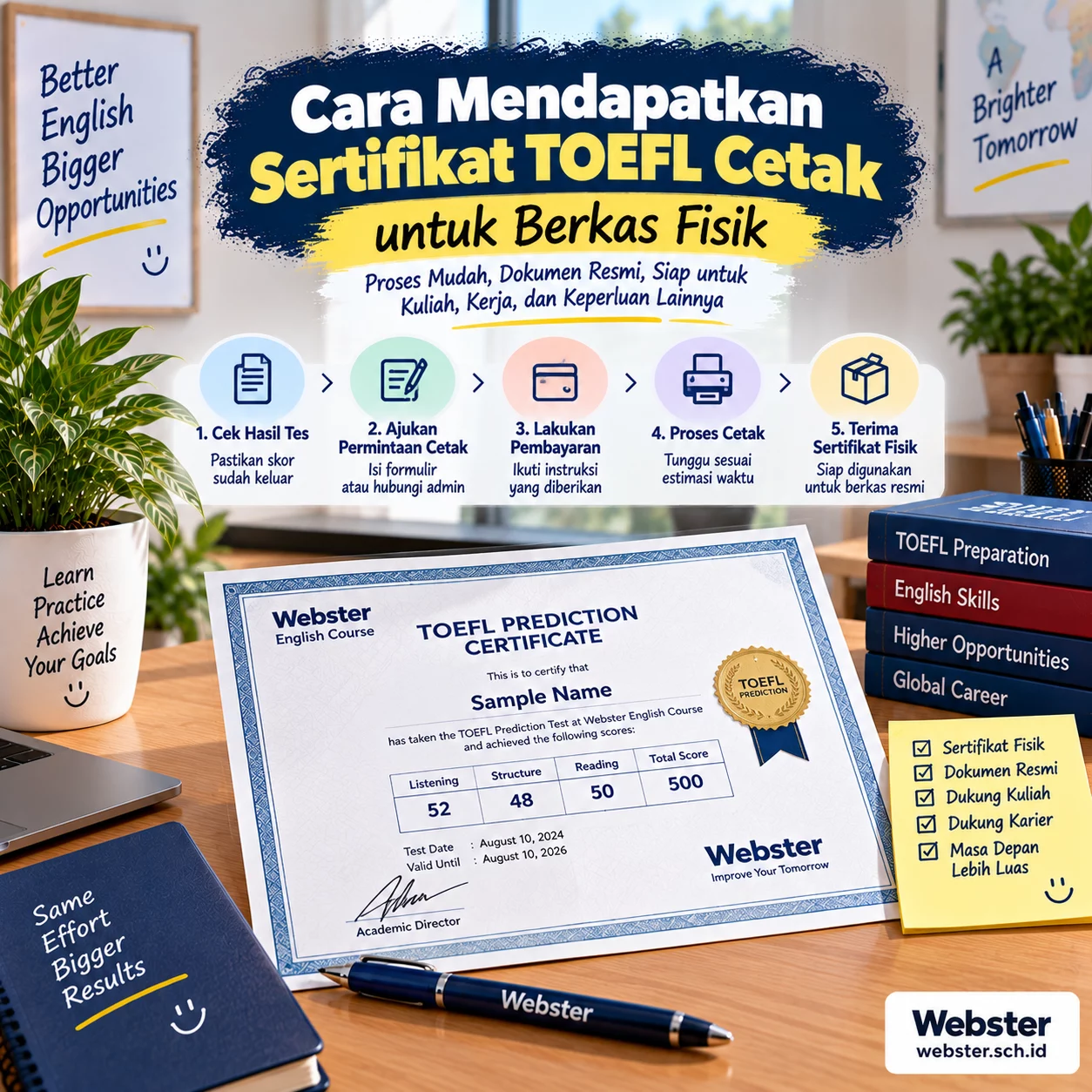 Cara Mendapatkan Sertifikat TOEFL Cetak Cara Mendapatkan Sertifikat TOEFL Cetak - Webster English Course
