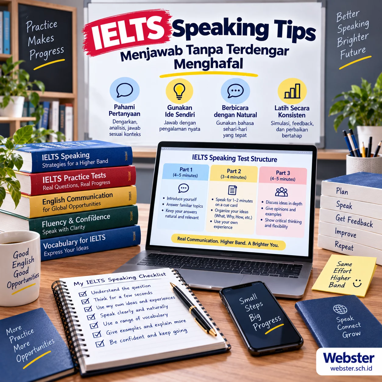 IELTS Speaking Tips Menjawab Tanpa Menghafal IELTS Speaking Tips Menjawab Tanpa Menghafal - Webster English Course