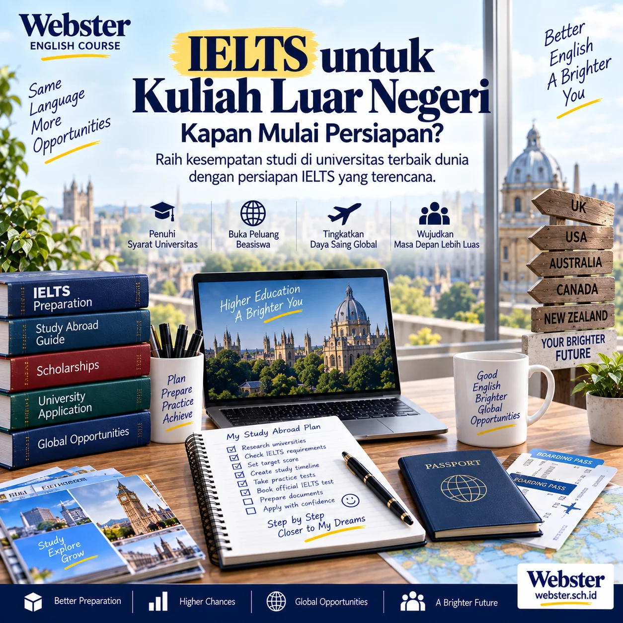 IELTS untuk Kuliah Luar Negeri Kapan Mulai Belajar? IELTS untuk Kuliah Luar Negeri Kapan Mulai Belajar? - Webster English Course