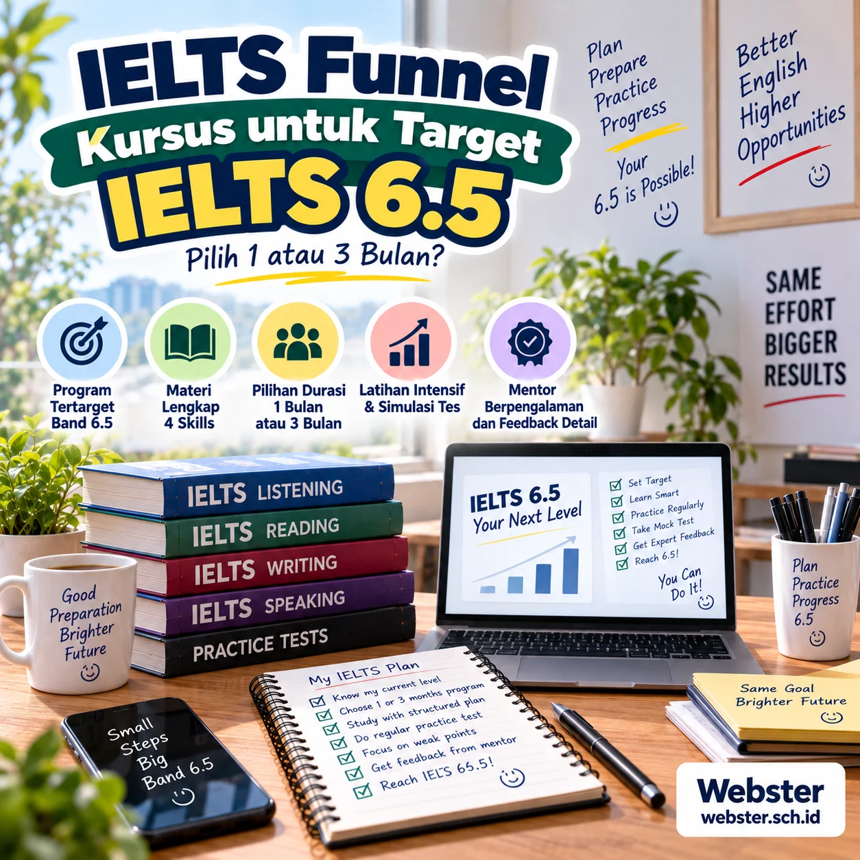 Kelas IELTS Target Band 6.5 Pilih 1 atau 3 Bulan Kelas IELTS Target Band 6.5 Pilih 1 atau 3 Bulan - Webster English Course