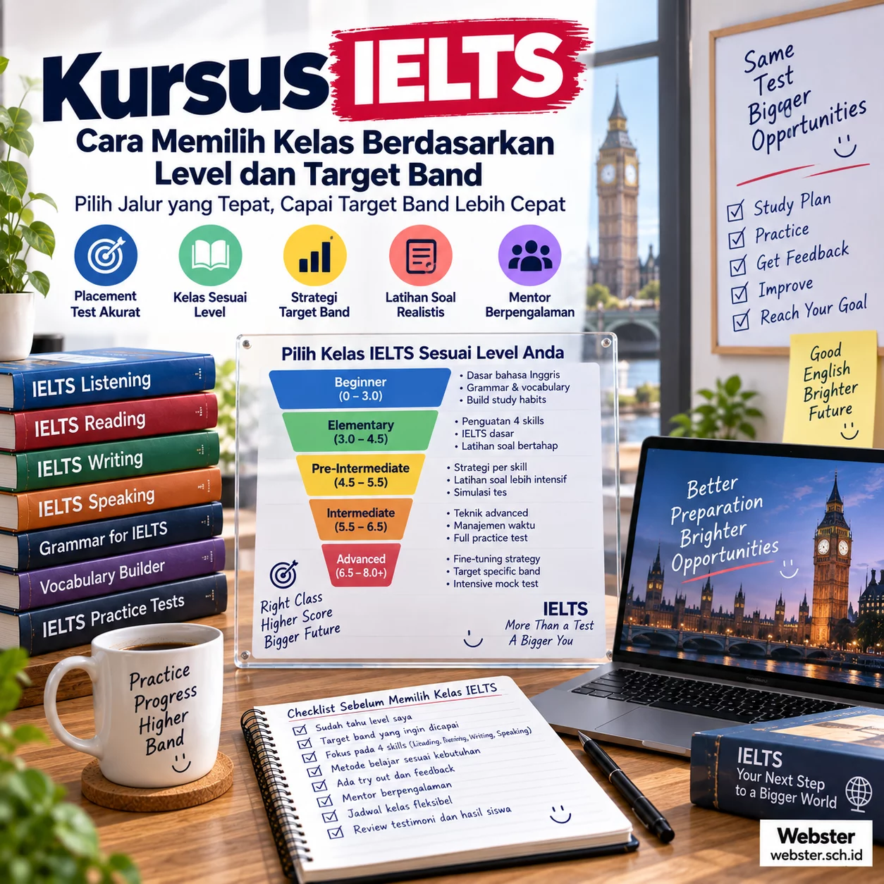 Kursus IELTS Cara Memilih Kelas dan Target Band Kursus IELTS Cara Memilih Kelas dan Target Band - Webster English Course