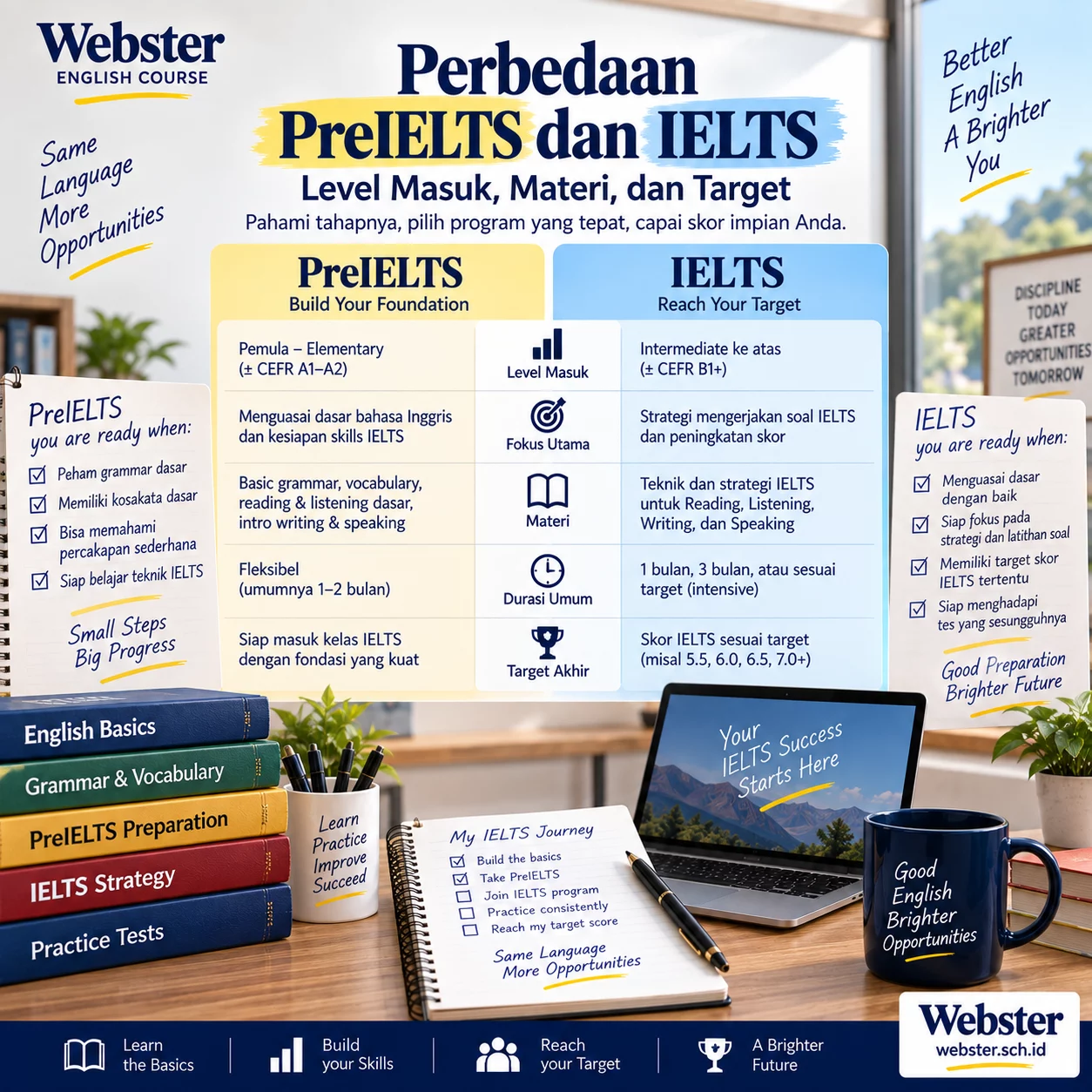 Perbedaan PreIELTS dan IELTS Sebelum Pilih Kelas Perbedaan PreIELTS dan IELTS Sebelum Pilih Kelas - Webster English Course