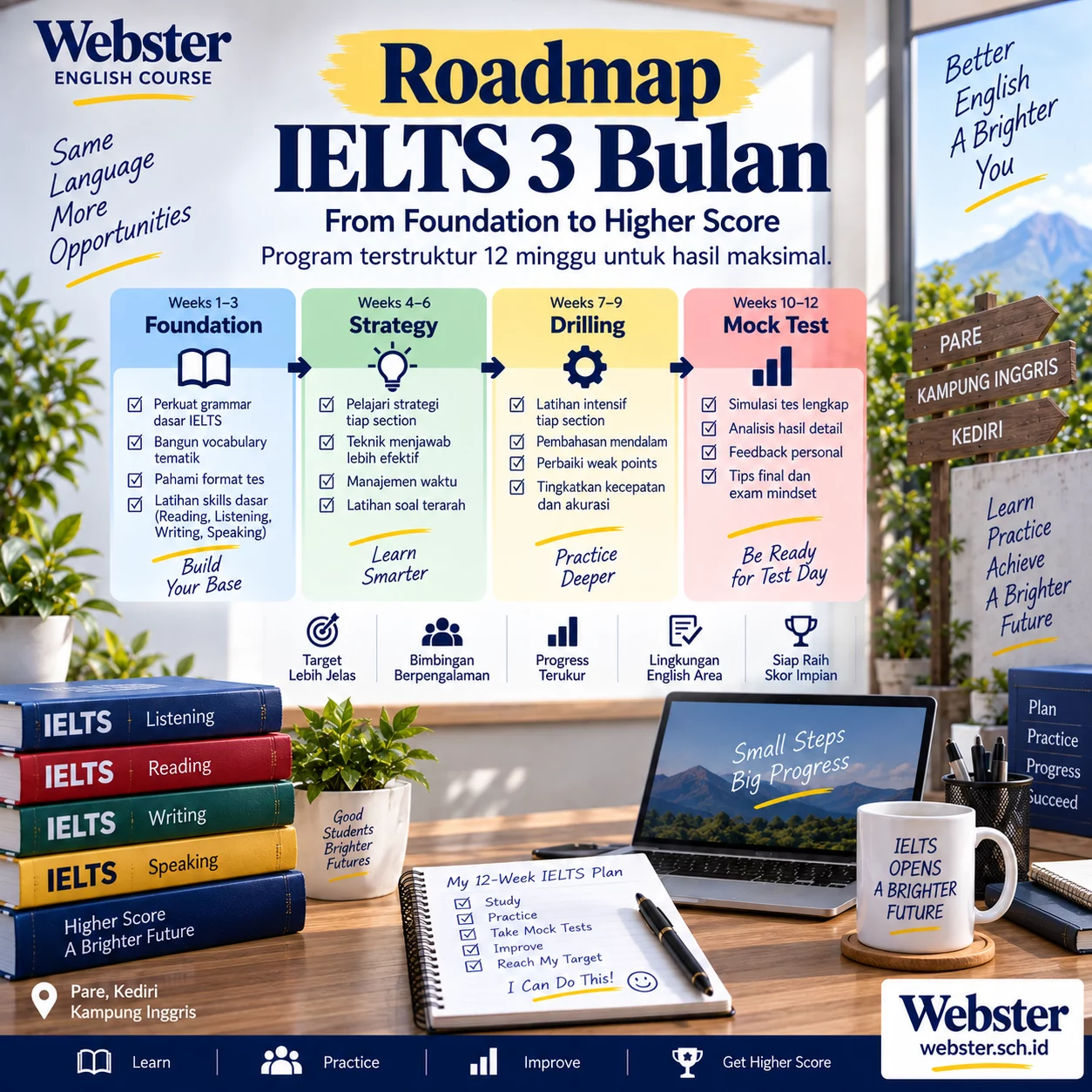 Roadmap IELTS 3 Bulan dari Foundation ke Mock Test Roadmap IELTS 3 Bulan dari Foundation ke Mock Test - Webster English Course