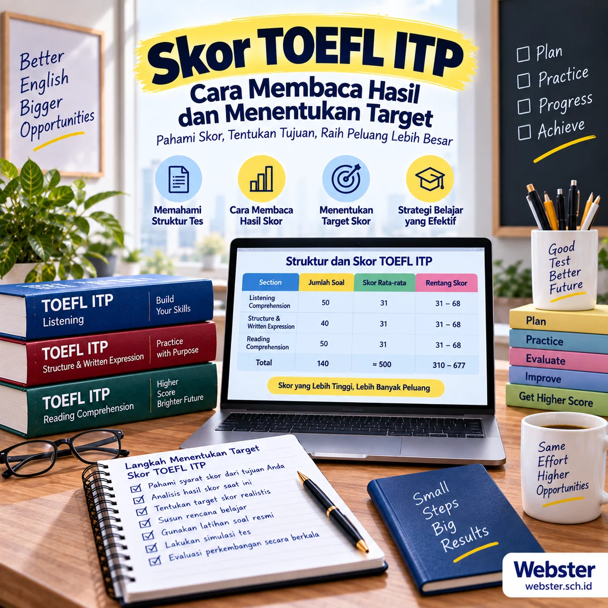 Skor TOEFL ITP Cara Membaca Hasil dan Target Skor TOEFL ITP Cara Membaca Hasil dan Target - Webster English Course