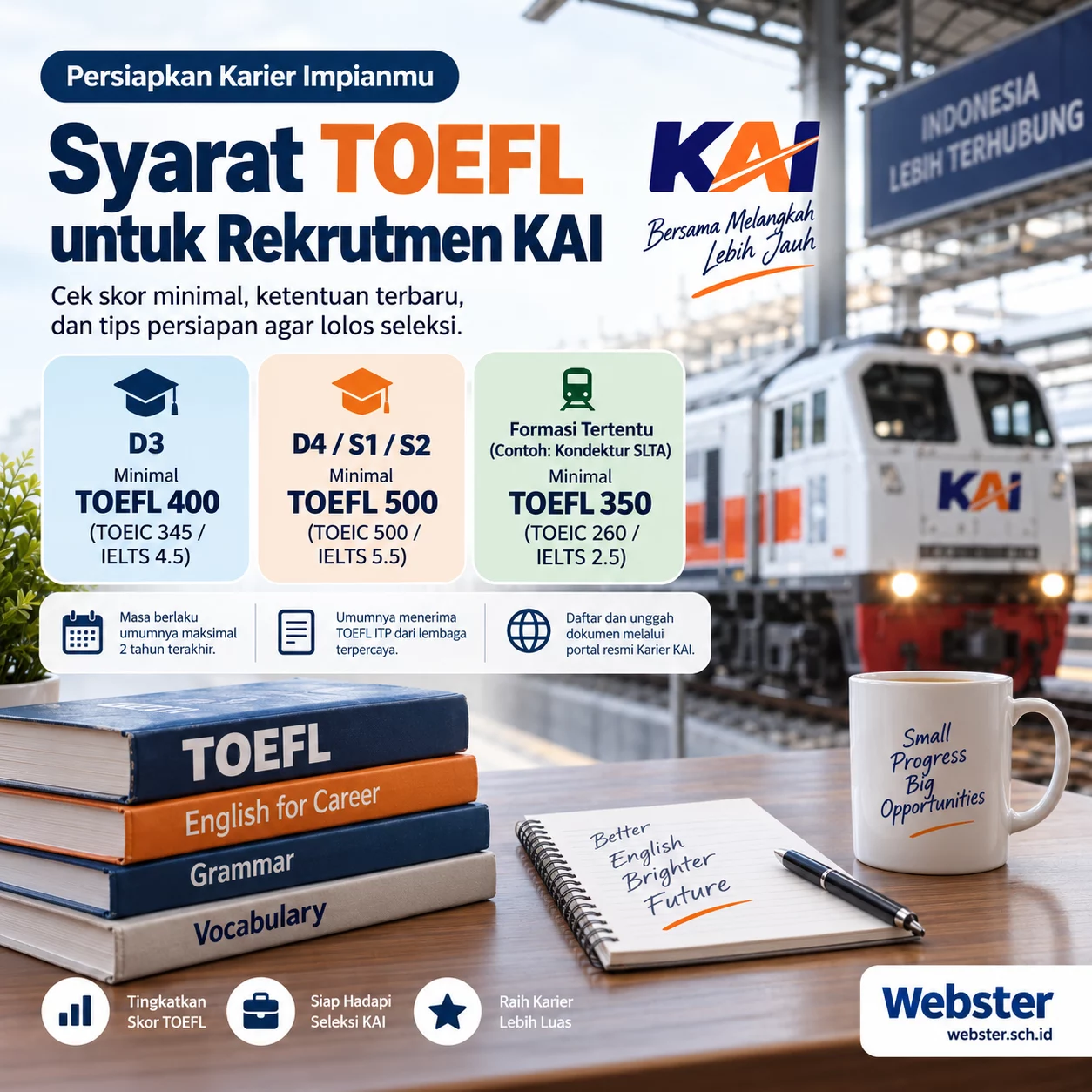 Syarat TOEFL KAI Lengkap untuk Persiapan Rekrutmen Syarat TOEFL KAI Lengkap untuk Persiapan Rekrutmen - Webster English Course