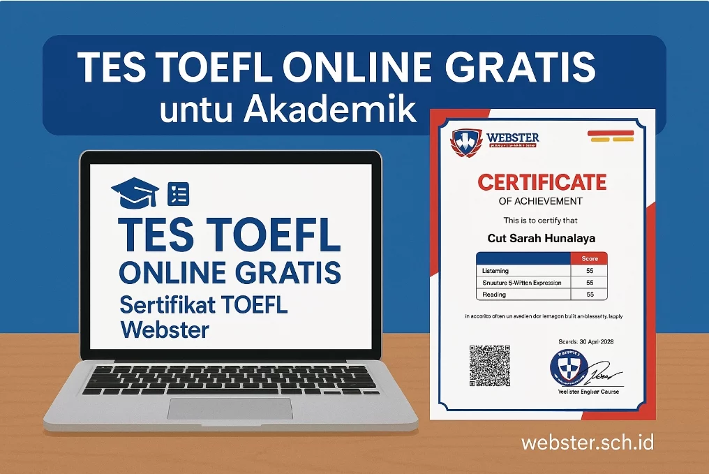 Tes Toefl Online Gratis Untuk Akademik Dengan Sertifikat Toefl Webster