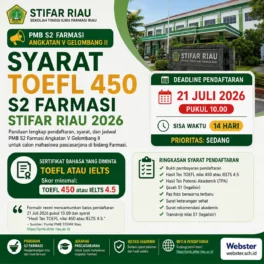 Syarat TOEFL 450 S2 Farmasi STIFAR Riau 2026 - Webster English Course