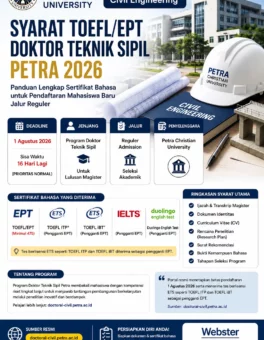 Syarat TOEFL EPT Doktor Teknik Sipil Petra 2026 - Webster English Course
