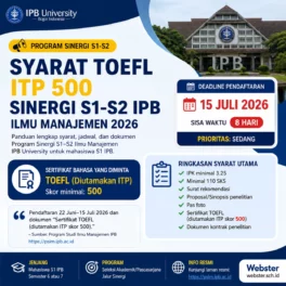 Syarat TOEFL ITP 500 Sinergi S1 S2 IPB 2026 - Webster English Course