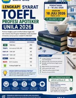 Syarat TOEFL Profesi Apoteker UNILA 2026 Lengkap - Webster English Course
