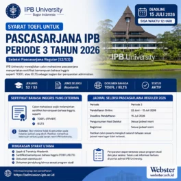 TOEFL Pascasarjana IPB 2026 Periode 3 - Webster English Course