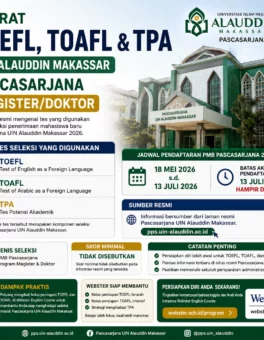 TOEFL TOAFL TPA UIN Alauddin Pascasarjana 2026 - Webster English Course