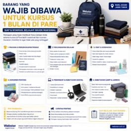 Barang Wajib Kursus 1 Bulan di Pare - Webster English Course