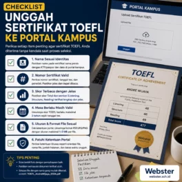 Checklist Unggah Sertifikat TOEFL ke Portal Kampus - Webster English Course